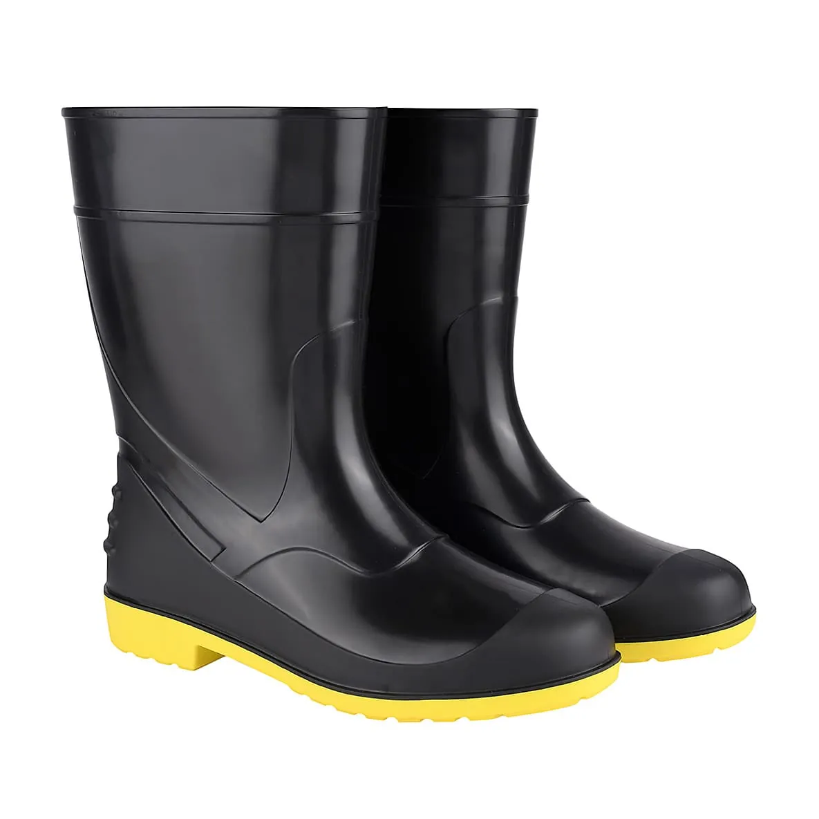 Alko Plus 11 inch PVC Gumboot without Cotton Lining & Steel Toe (Black & Yellow), APS G11