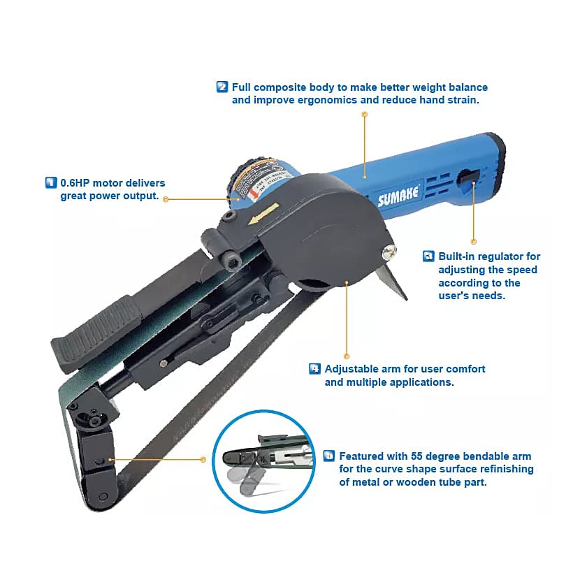 Sumake 55° Bendable Air Belt Sander, ST-BS111G