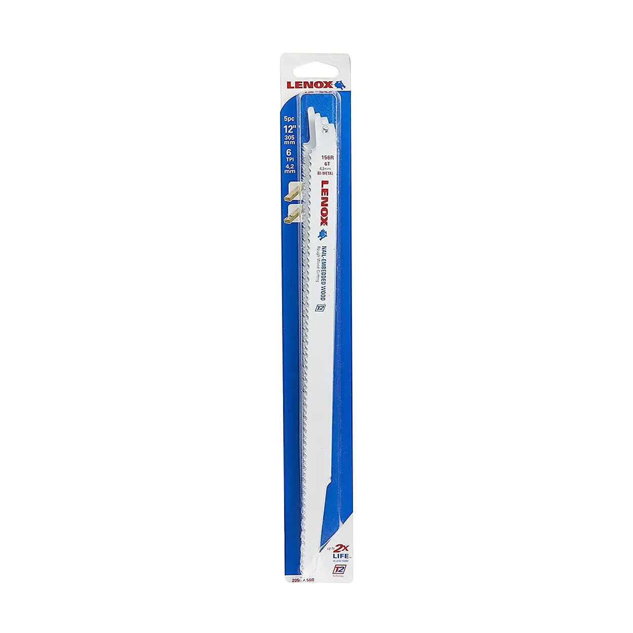 Lenox 305 mm / 12 Inch Wood Cutting Bi-Metal Reciprocating Saw Blades (6 TPI) (Pack of 5 Pcs), 20585156R