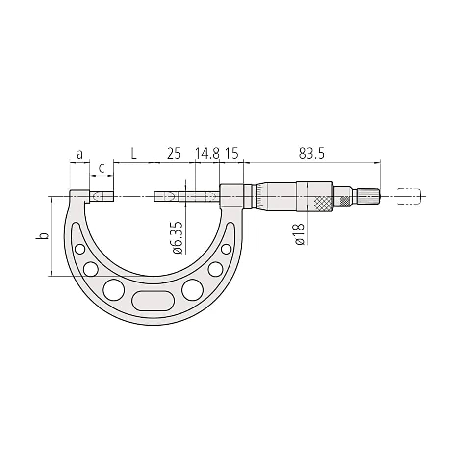 Mitutoyo 25 - 50 mm Non-rotating Spindle Blade Micrometer (Type B), 122-112-10