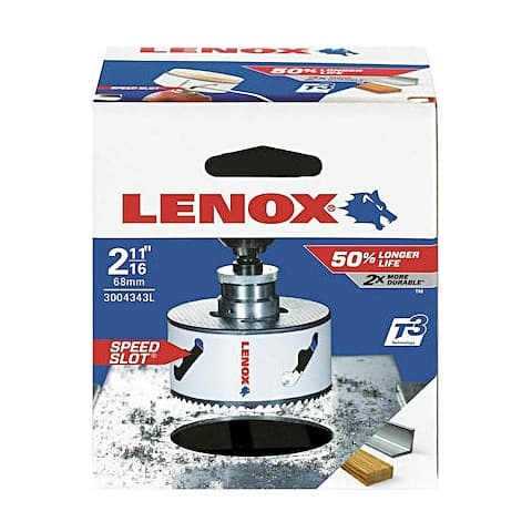 Lenox 68 mm / 2-11/16 inch Bi-Metal Speed Slot Hole Saw With T3 Technology, 3004343L