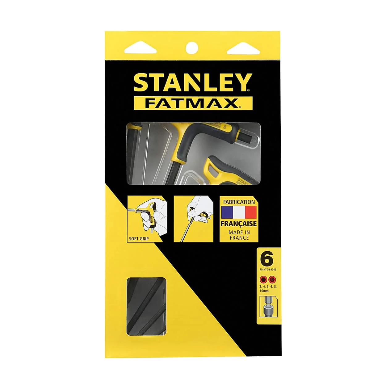 Stanley 6 Pcs (3 mm - 10 mm) FatMax P-Handle Hex Key Set, FMHT0-69049