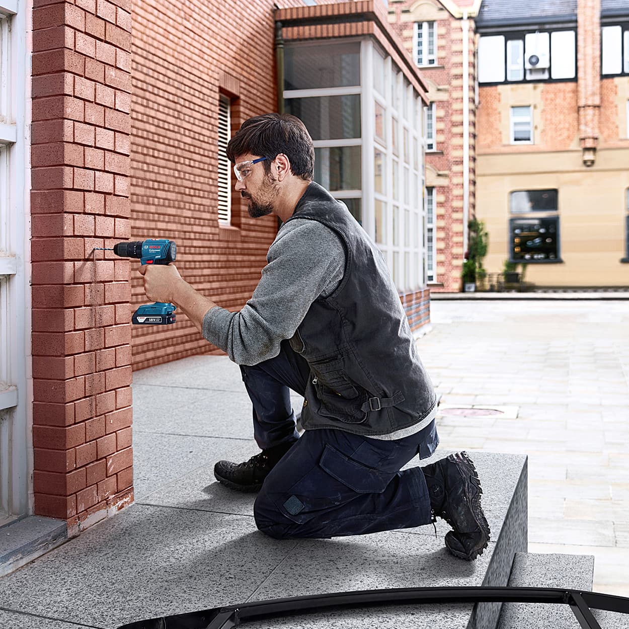 Bosch 18V Lithium-ion Professional Cordless Combi Impact Brushless Drill Driver (Bare Unit), GSB 185