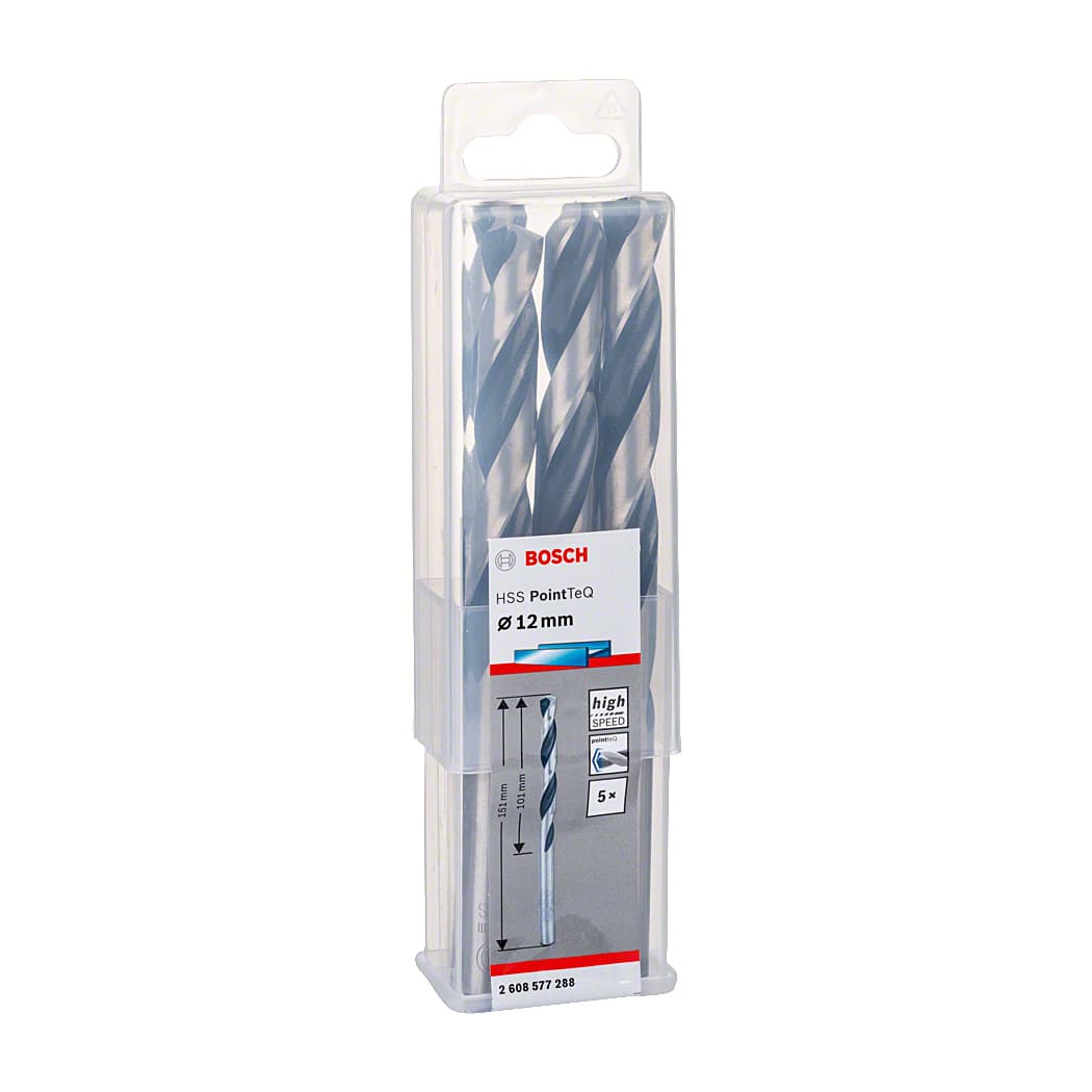 Bosch 12.10 mm HSS Metal Drill Bits PointTeQ Range (Pack of 5 Pcs), 2 608 577 289