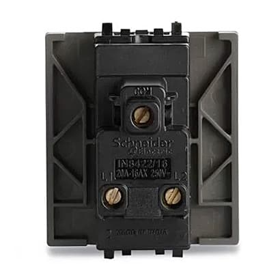 Schneider Electric Zencelo 16 - 20 Amp 2 Way 2 Module Switch - Dark Grey (Pack of 10 Pcs), IN8422/16(BZ)