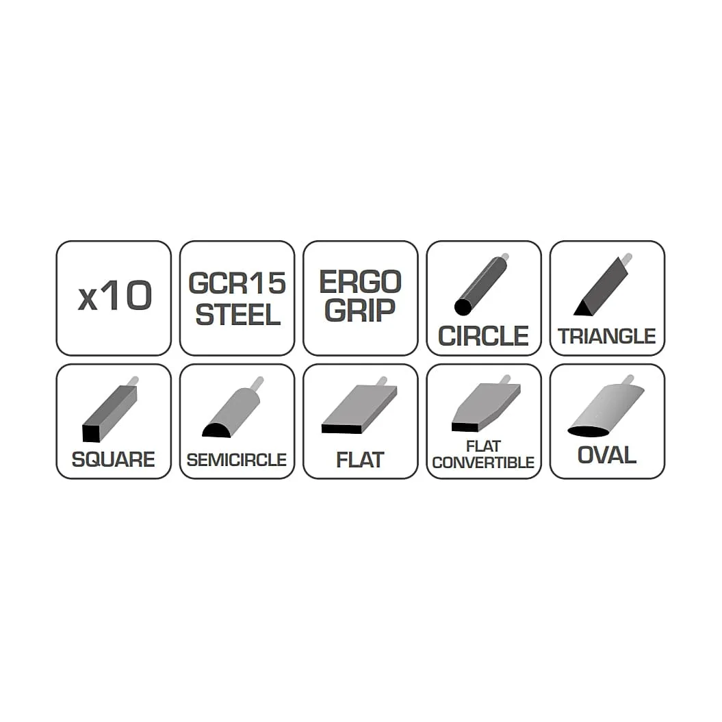 Hogert 140 mm Needle File Set (Pack Of 10 Pcs), HT3B809
