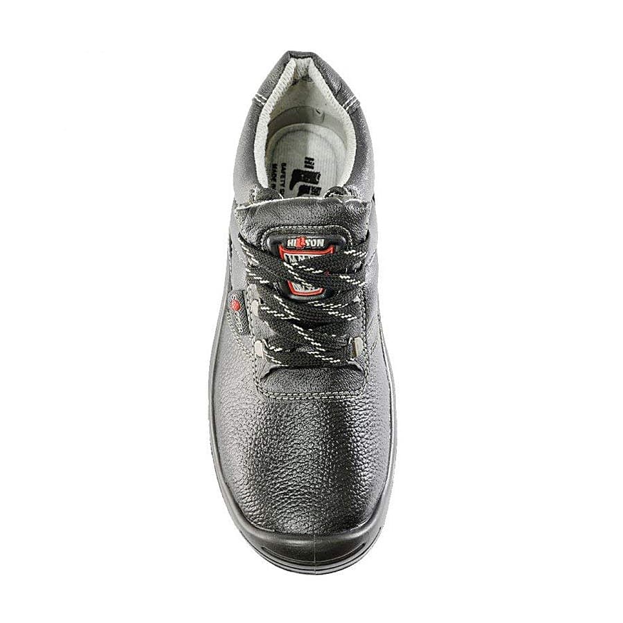 Hillson ISI Marked Double Density Buff Leather Soccer Safety Shoes - Steel Toe (Black)
