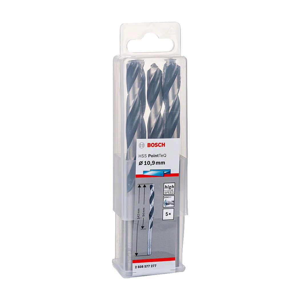 Bosch 10.90 mm HSS Metal Drill Bits PointTeQ Range (Pack of 5 Pcs), 2 608 577 277