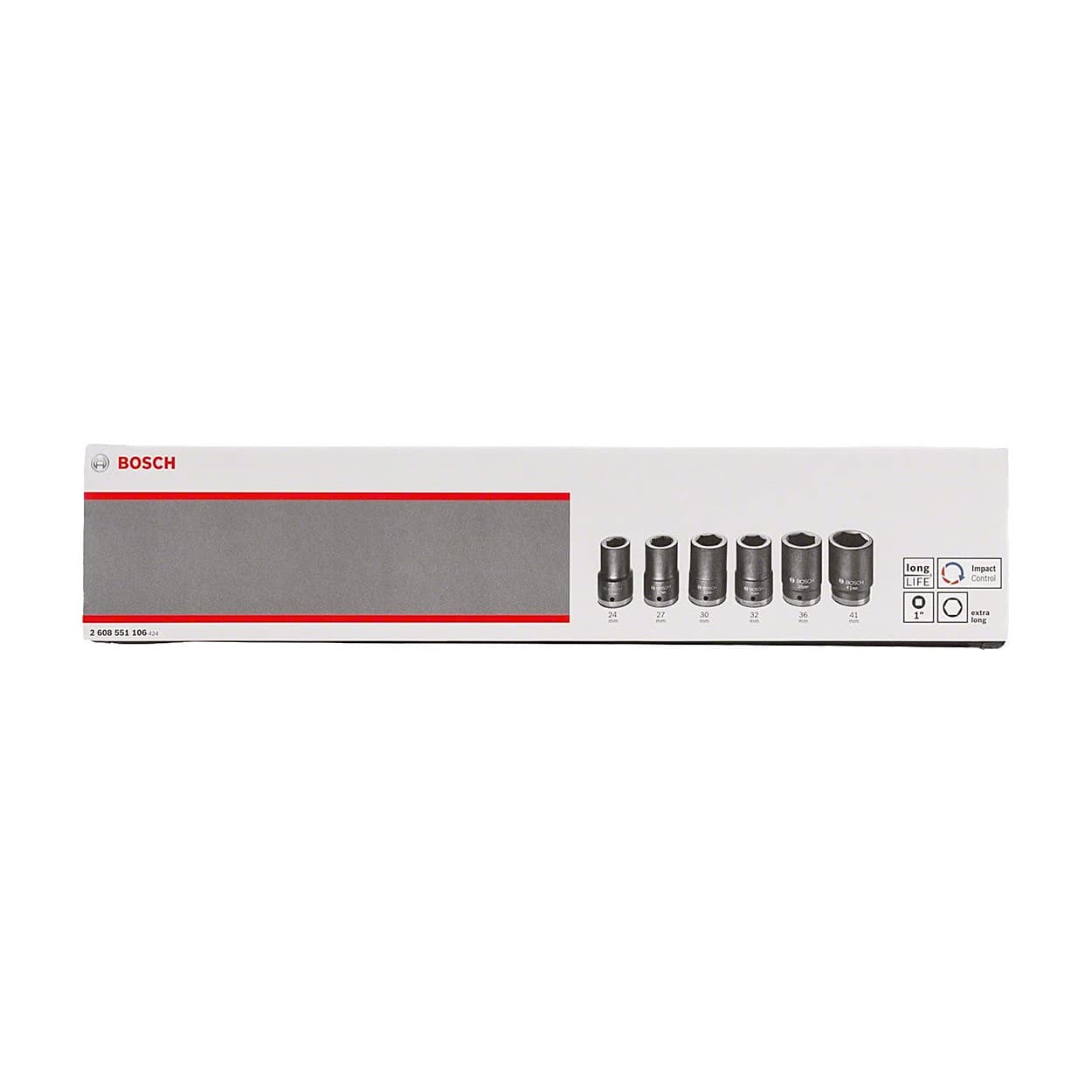 Bosch 6 Pcs 1 Inch Sq. Drive Socket Set (90 mm Length), 2 608 551 106