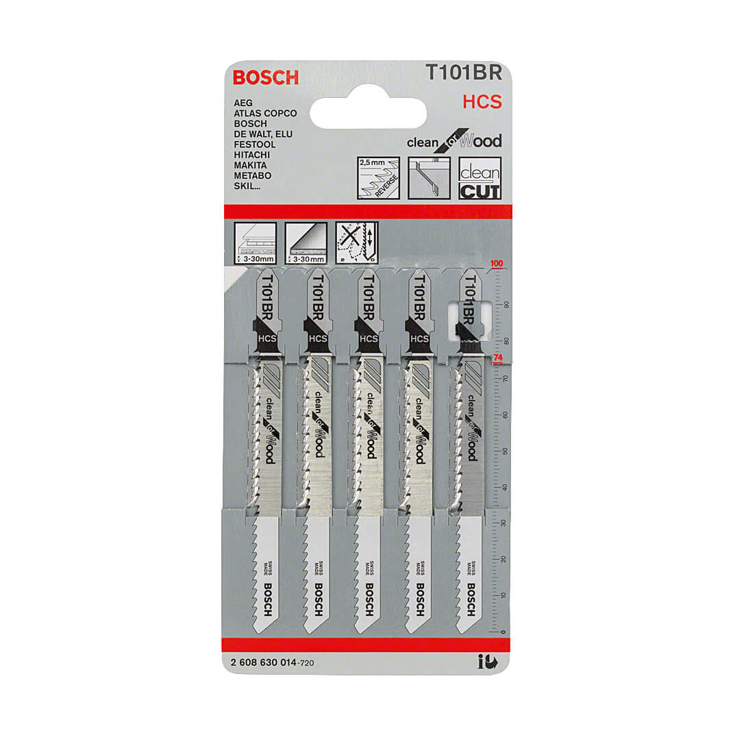 Bosch 100 mm Jigsaw Blades Clean for Wood (T 101 BR), 2 608 630 014