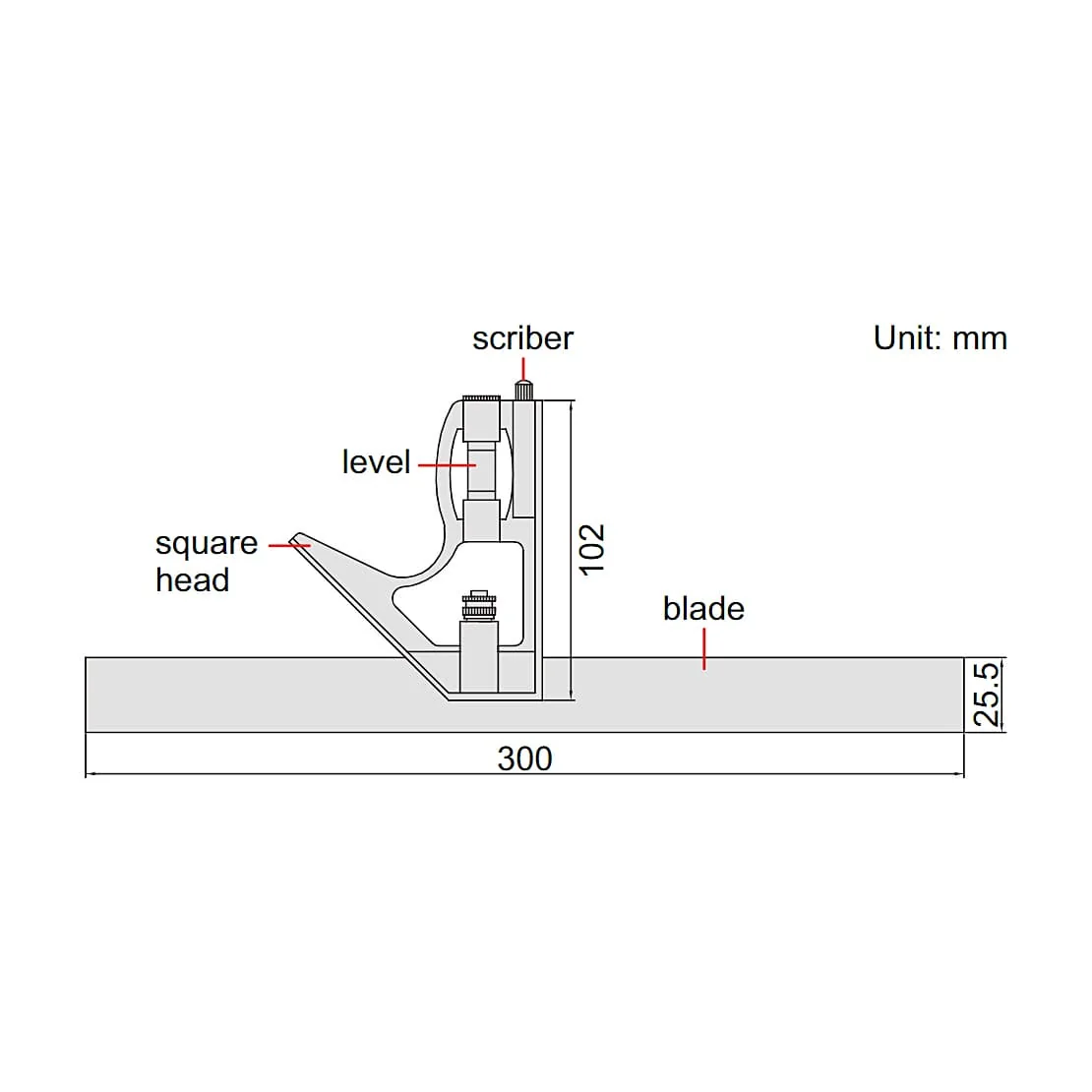 Insize 300 mm / 12 inch Combination Square (Economic Type), 2276-300