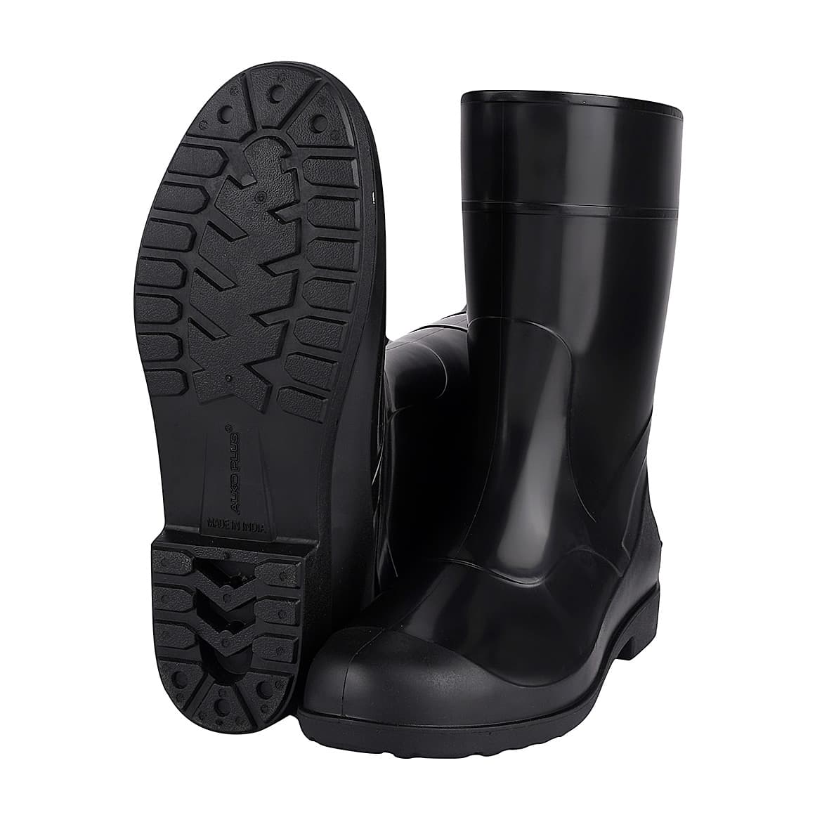 Alko Plus 9 inch PVC Gumboot without Cotton Lining & Steel Toe (Black), APS G19