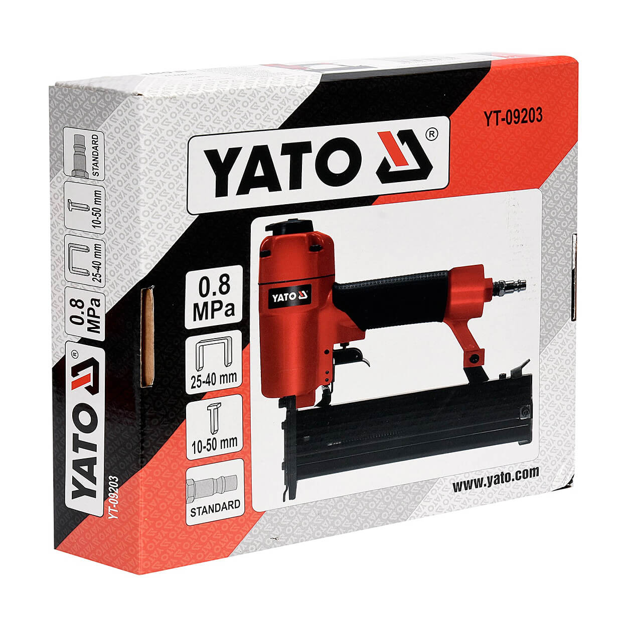 Yato 25 - 40 mm Pneumatic Stapler And Brad Nailer, YT-09203