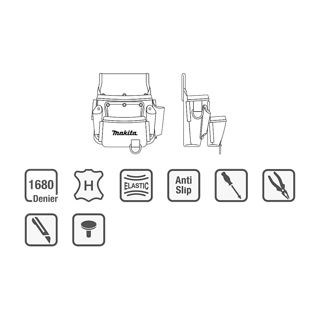 Makita 260 mm Length Ultimate 2 Pocket Fixing Pouch, E-15198