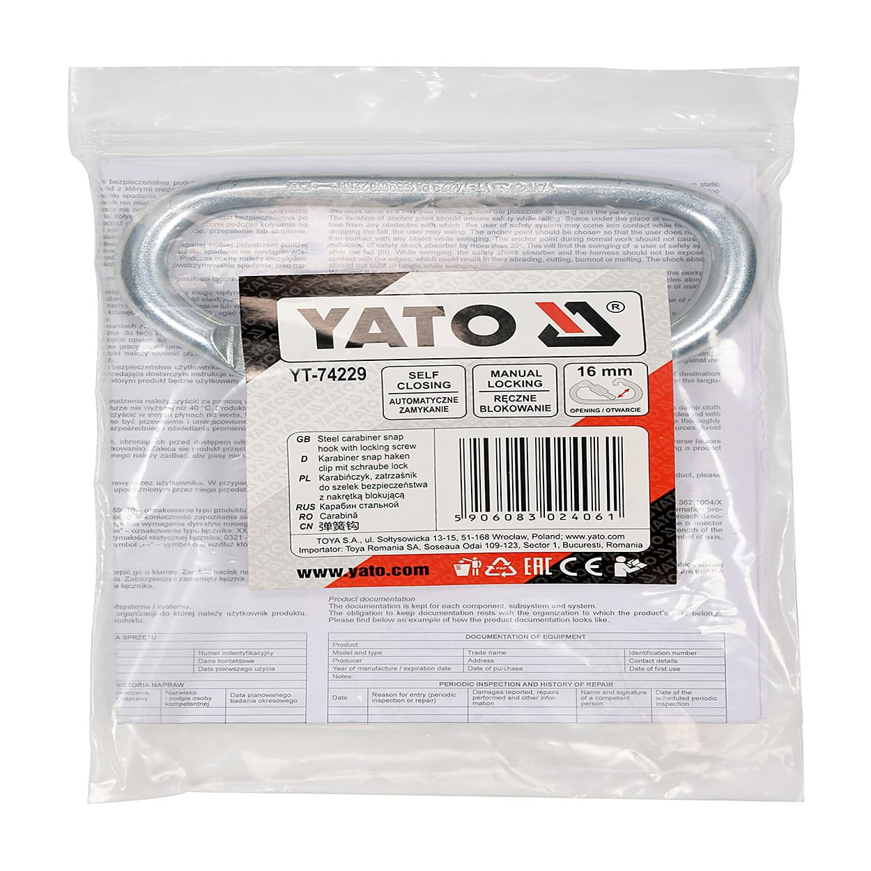 Yato Steel Carabiner Snap Hook With Locking, YT-74229