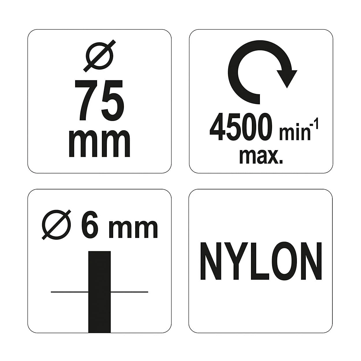 Yato 75 mm Dia. x 6 mm Shank Nylon Circular Brush For Drill, YT-47791