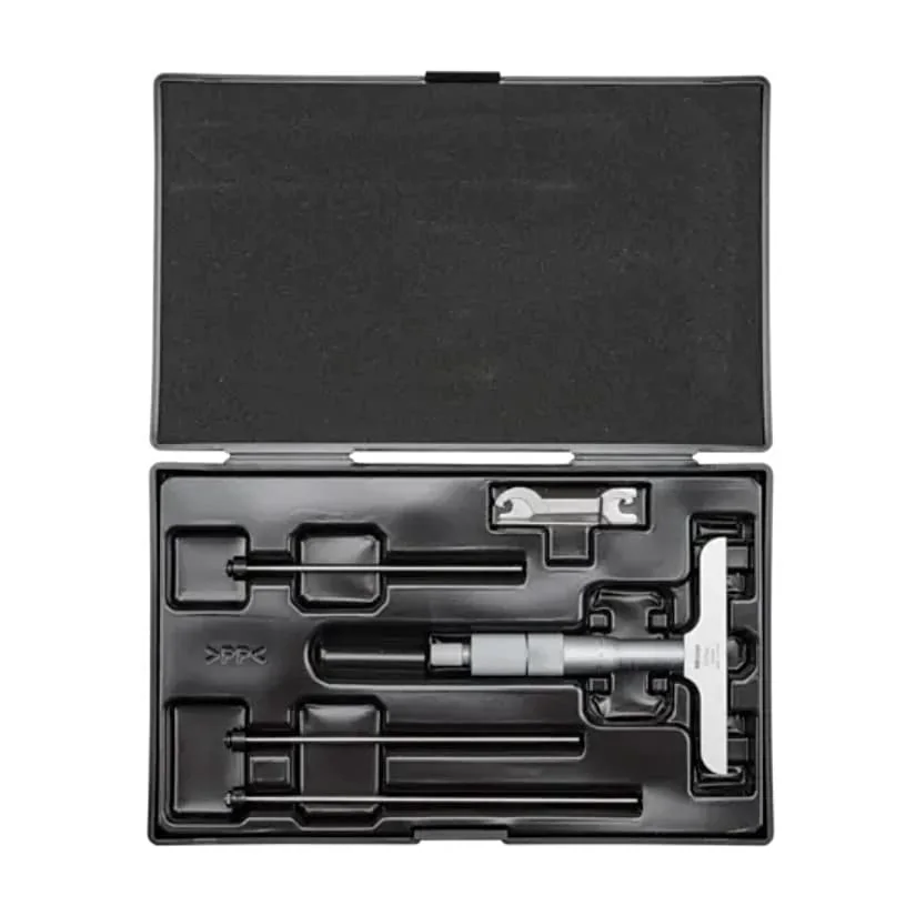 Mitutoyo 0 - 100 mm Depth Micrometer with Interchangeable Rods (101.6 mm Base Width), 129-115