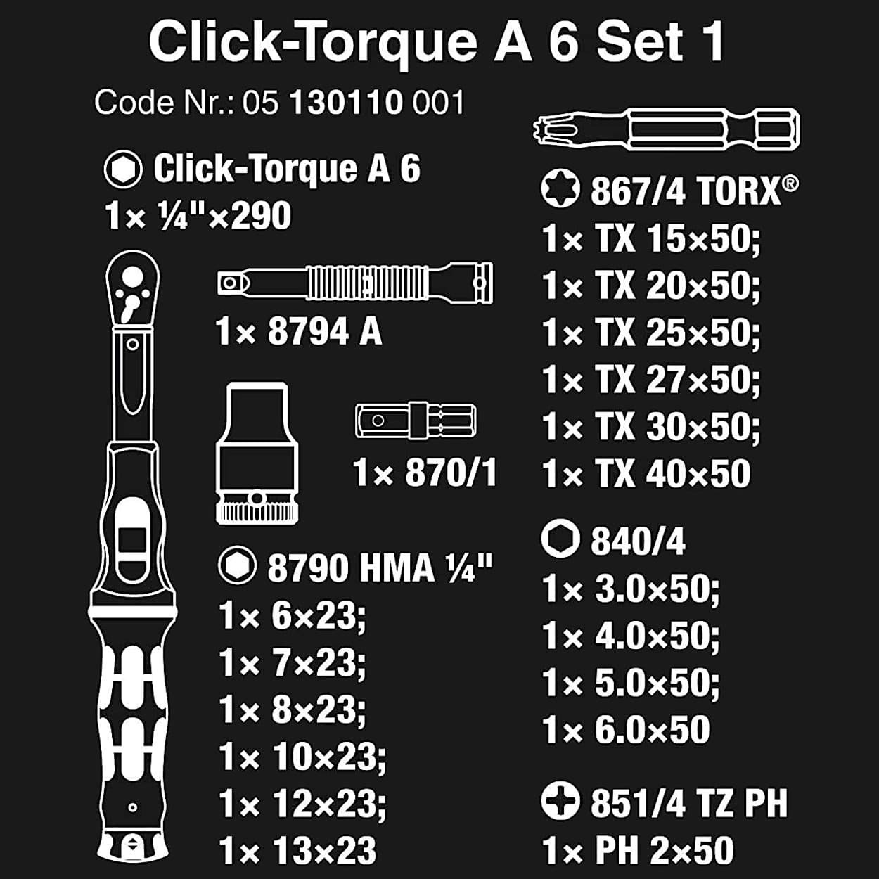 Wera 2.5 - 25 nm Torque A 6 Set 1, 05130110001
