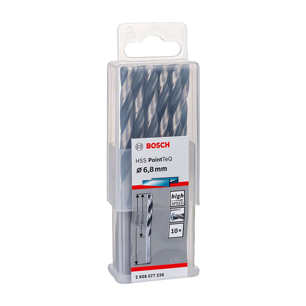 Bosch 6.80 mm HSS Metal Drill Bits PointTeQ Range (Pack of 10 Pcs), 2 608 577 236