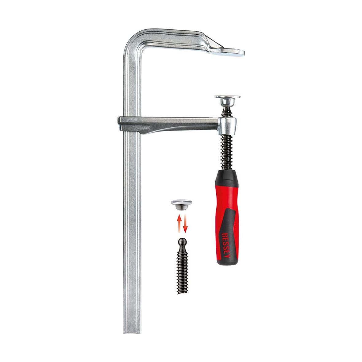Bessey 160 mm All-Steel Screw Clamp with 2-component Plastic Handle, GZ16-2K