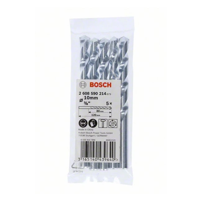 Bosch 10 x 120 mm CYL - 1 Masonry Drill Bit (Pack of 5 Pcs), 2 608 590 214