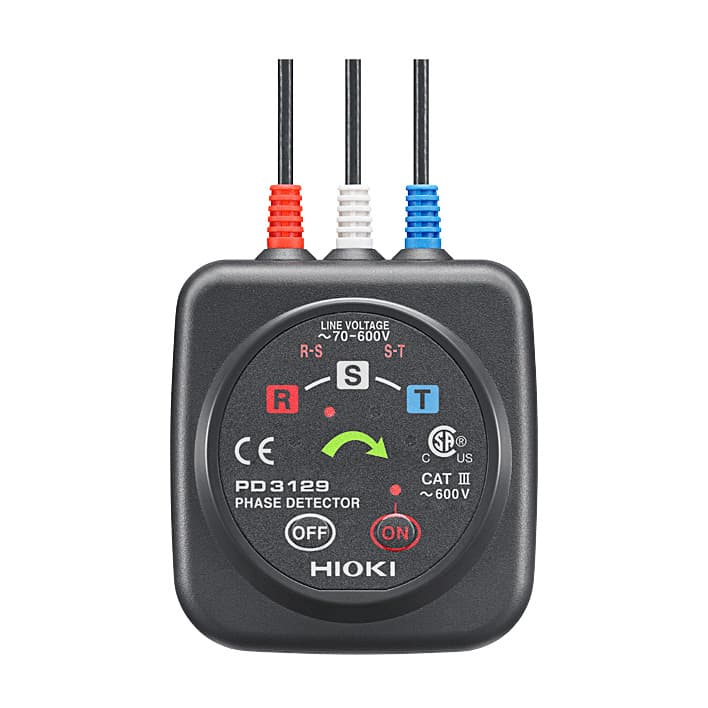 Hioki 70V - 600V Phase Detector With Easy-to-Read Arrow & Non-Metallic Contact Clips, PD3129