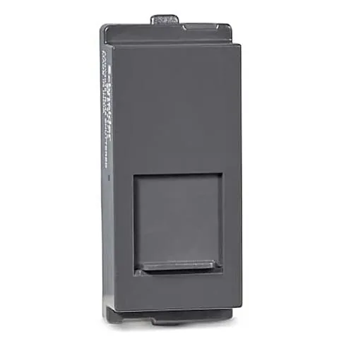 Schneider Electric Opale 1 Module RJ 45 Telephone Outlet With Shutter - Coke Grey (Pack of 20 Pcs), AAKY4045