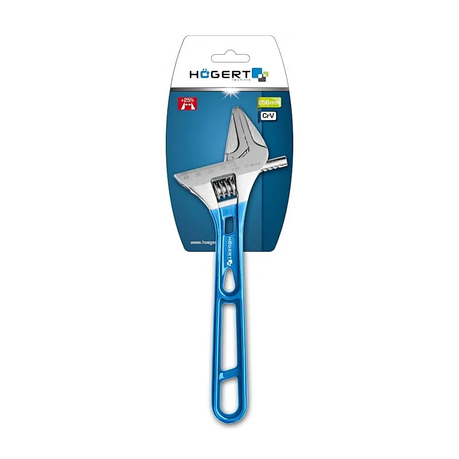 Hogert 256 mm / 10 inch Long Handle Adjustable Wrench, HT1P564