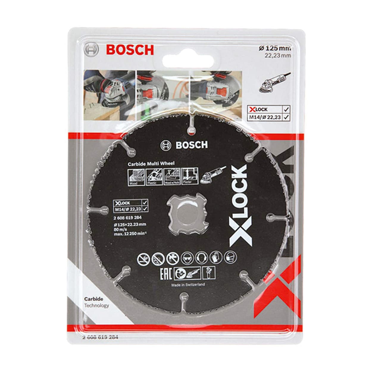 Bosch 5 Inch / 125 mm X-Lock Carbide Multi Wheel Cutting Disc For Small Angle Grinders, 2 608 619 284