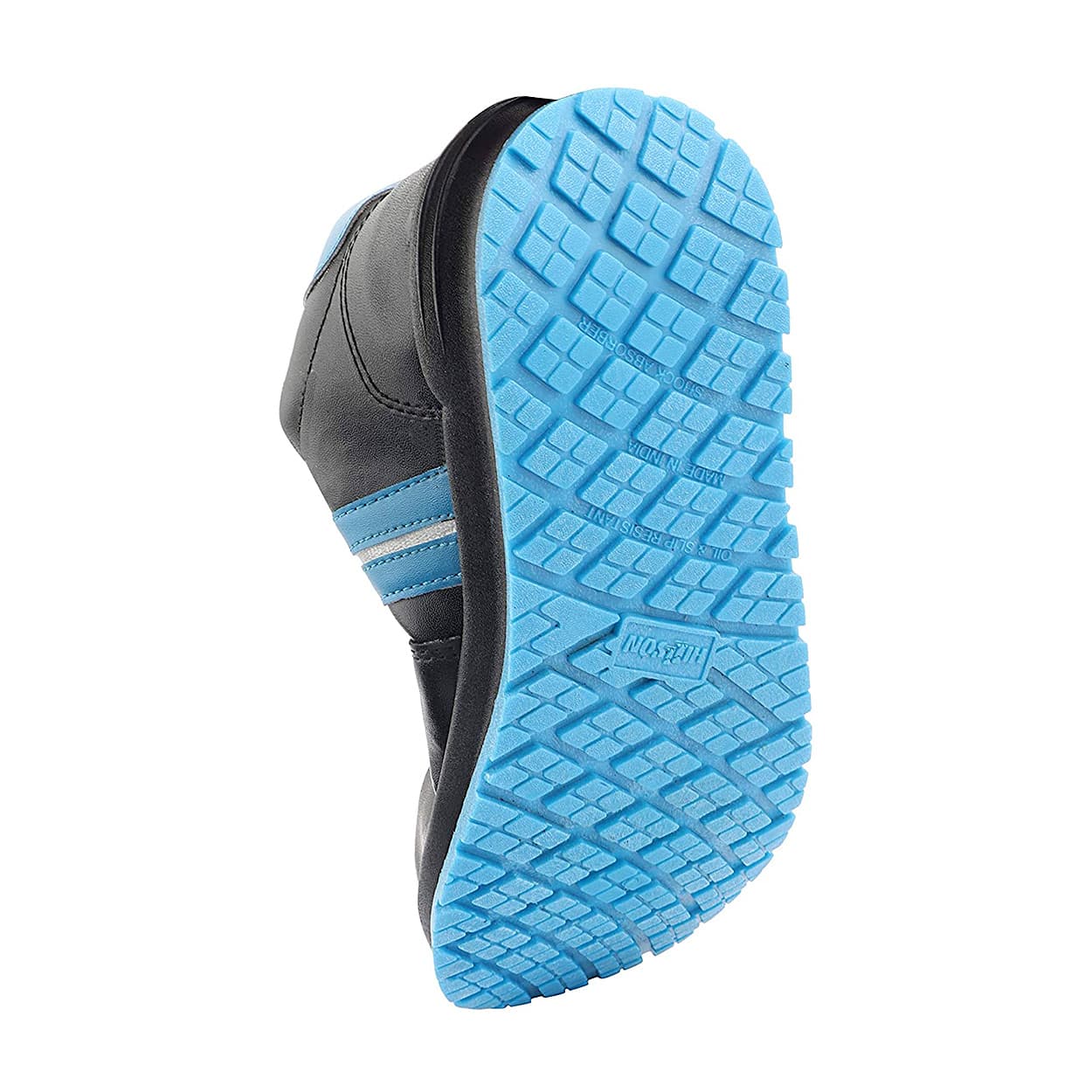 Hillson Dual Density TFP Sole Synthetic Leather Swag Safety Shoes - Steel Toe (Black & Blue), Swag-1901