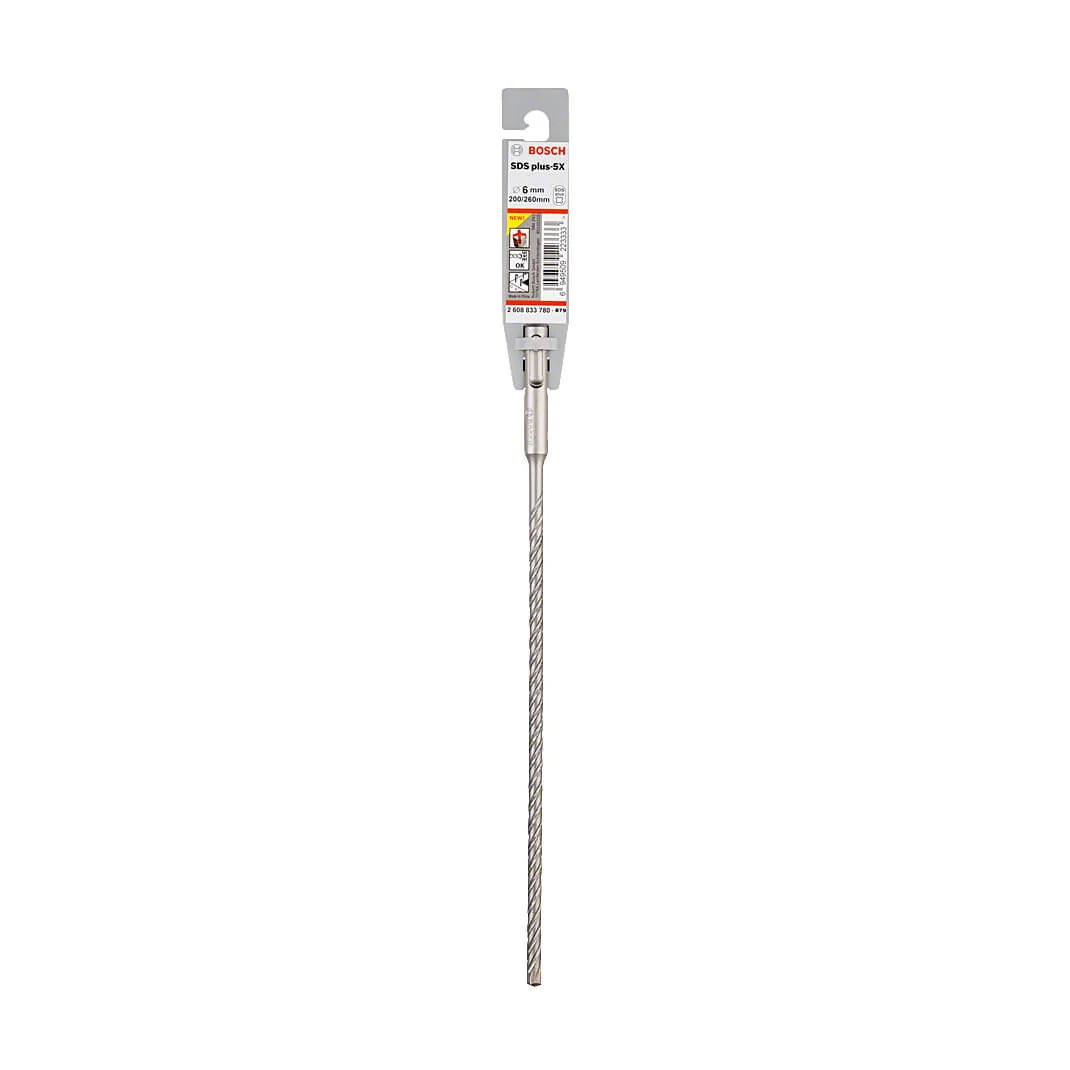 Bosch 6.00 x 200 x 260 mm SDS Plus-5X Hammer Drill Bits, 2 608 833 780
