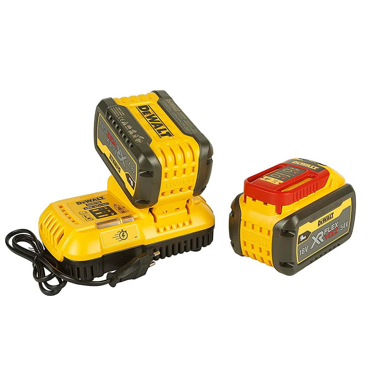 Dewalt 54V XR FLEXVOLT Li-ion 40mm SDS-Max 2 Mode Cordless Combi Hammer with Brushless Motor 2x9.0Ah Batteries Perform & Protect Shield, DCH481X2-QW