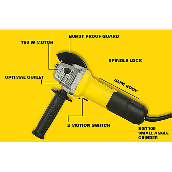 Stanley 100mm / 4 inch, 750W Slim Small Angle Grinder, SG7100-IN