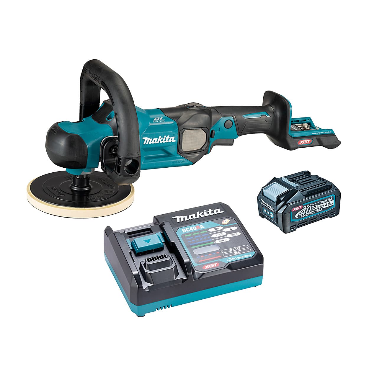 Makita 40V Max XGT BL 180 mm (7") Cordless Polisher with Rapid Charger & 1 Pcs 4.0Ah Batteries, PV001GM101