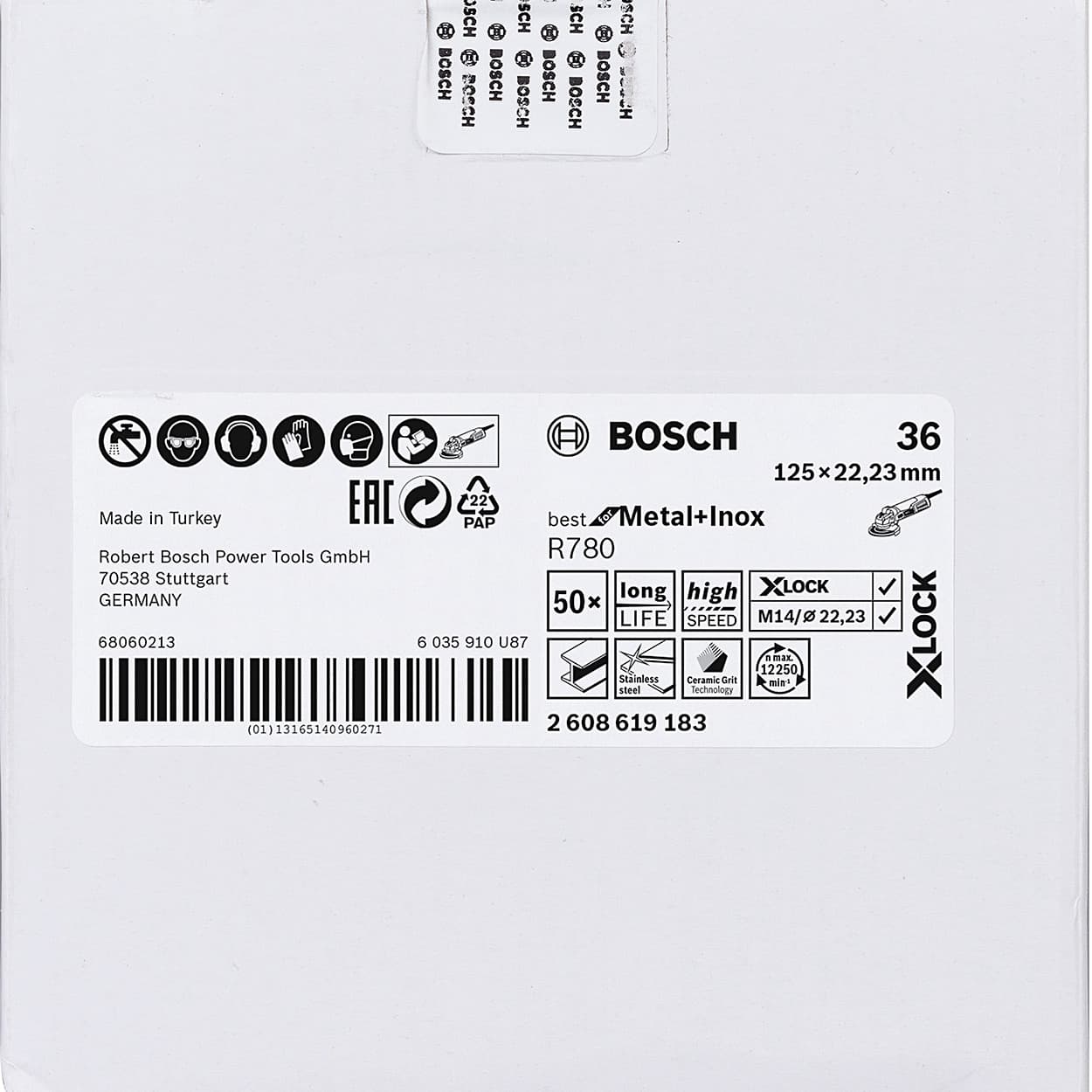 Bosch 125 mm / 36 Grit X-LOCK Fibre Disc Star Hole R780 Best For Metal & Inox, 2 608 619 183