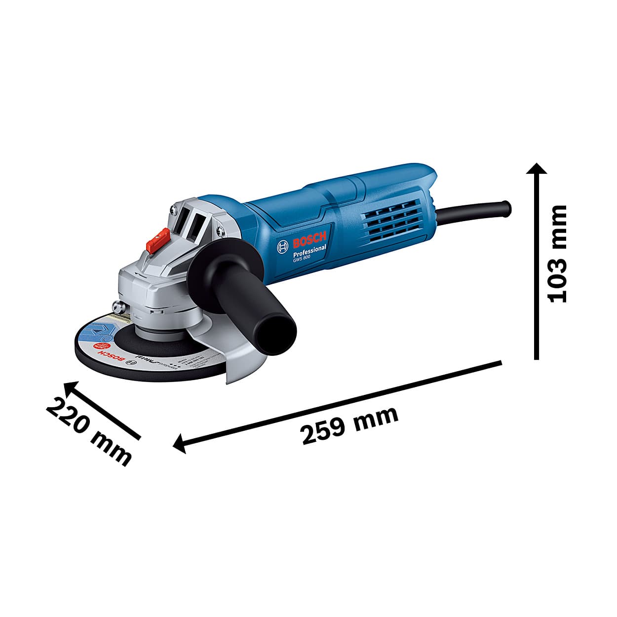 Bosch 100mm / 4 inch 800W Professional Angle Grinder, GWS 800