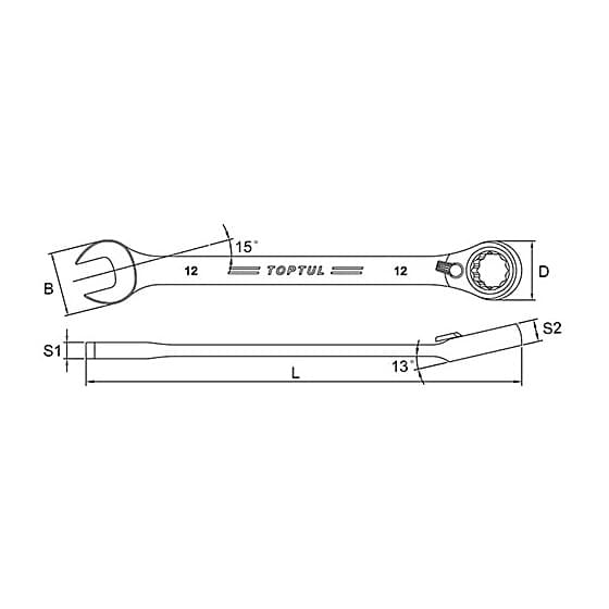 Toptul 16 mm Pro Series Reversible Ratchet Combination Wrench, ABAF1616