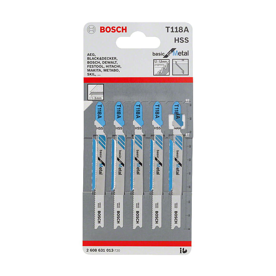 Bosch 92 mm Jigsaw Blades Basic for Metal (T 118 A), 2 608 631 013
