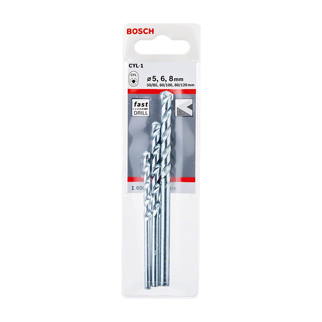 Bosch 5 / 6 / 8 mm CYL-1 Masonry Drill Bit Set, 1 609 200 204