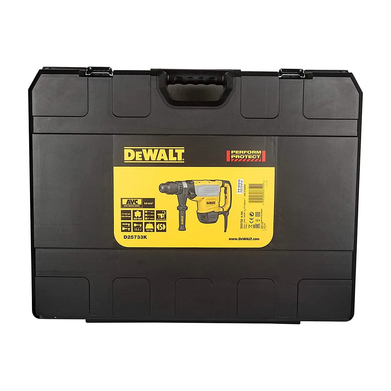 Dewalt 1600W 48mm SDS-Max 2-Mode Combi Hammer with Anti Rotation System-Perform & Protect Shield, D25733K-QS