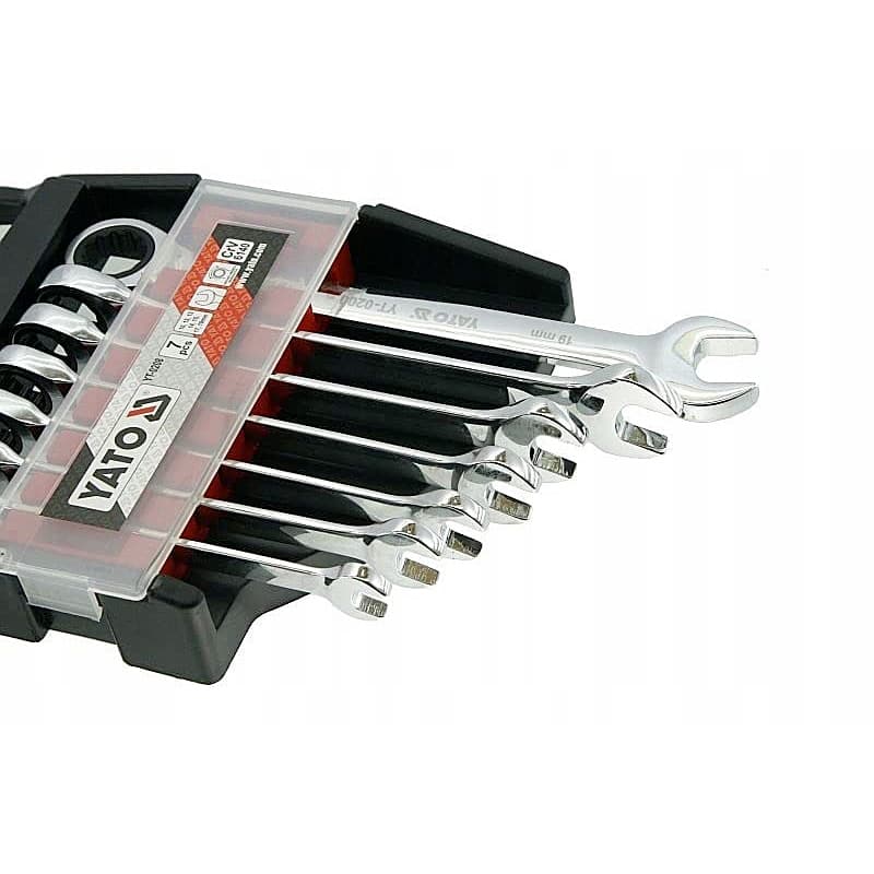 Yato 10 - 19 mm / 7 Pcs Combination Ratchet Wrench Set, YT-0208