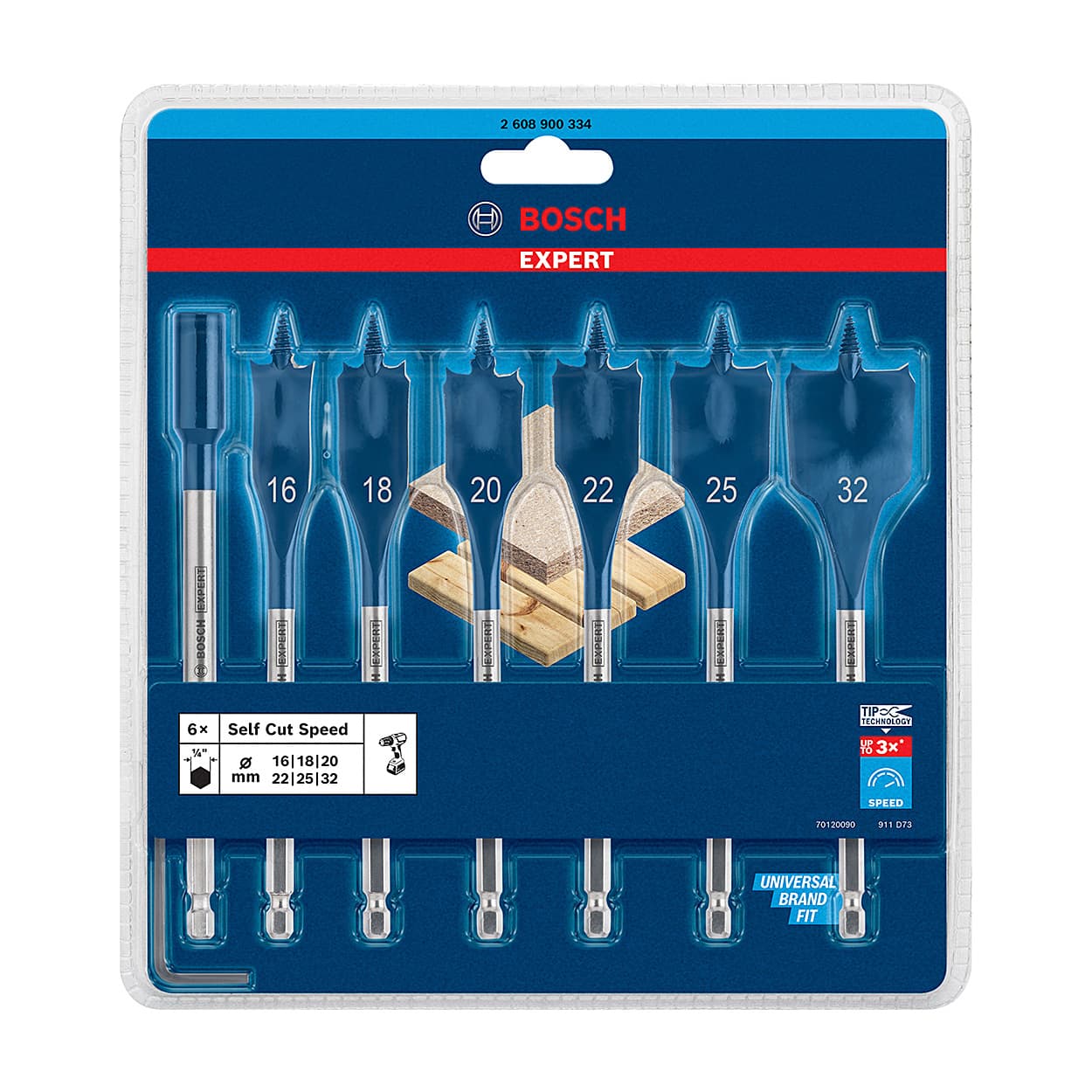 Bosch 7 Pcs Expert Self Cut Speed Spade Drill Bit Set with Extension, 2 608 900 334