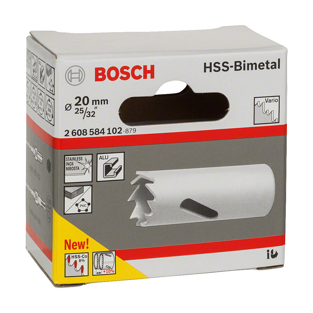 Bosch 20 mm HSS Bi-Metal Holesaw for Standard Adapter (Long Life), 2 608 584 102
