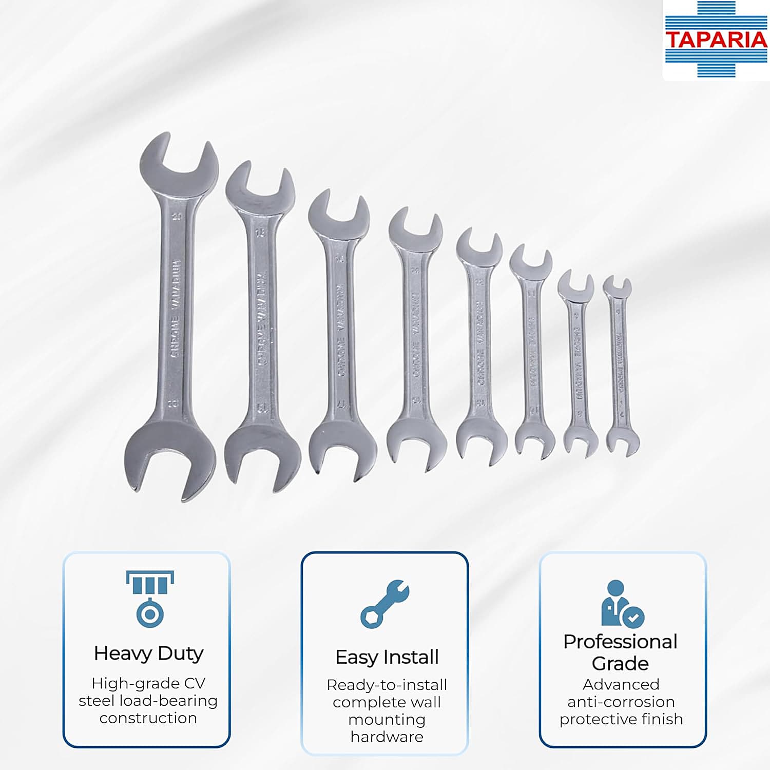 Taparia 12 Pcs Double Ended Open Jaw Spanners Set (Hanger Packing), DEP12HP