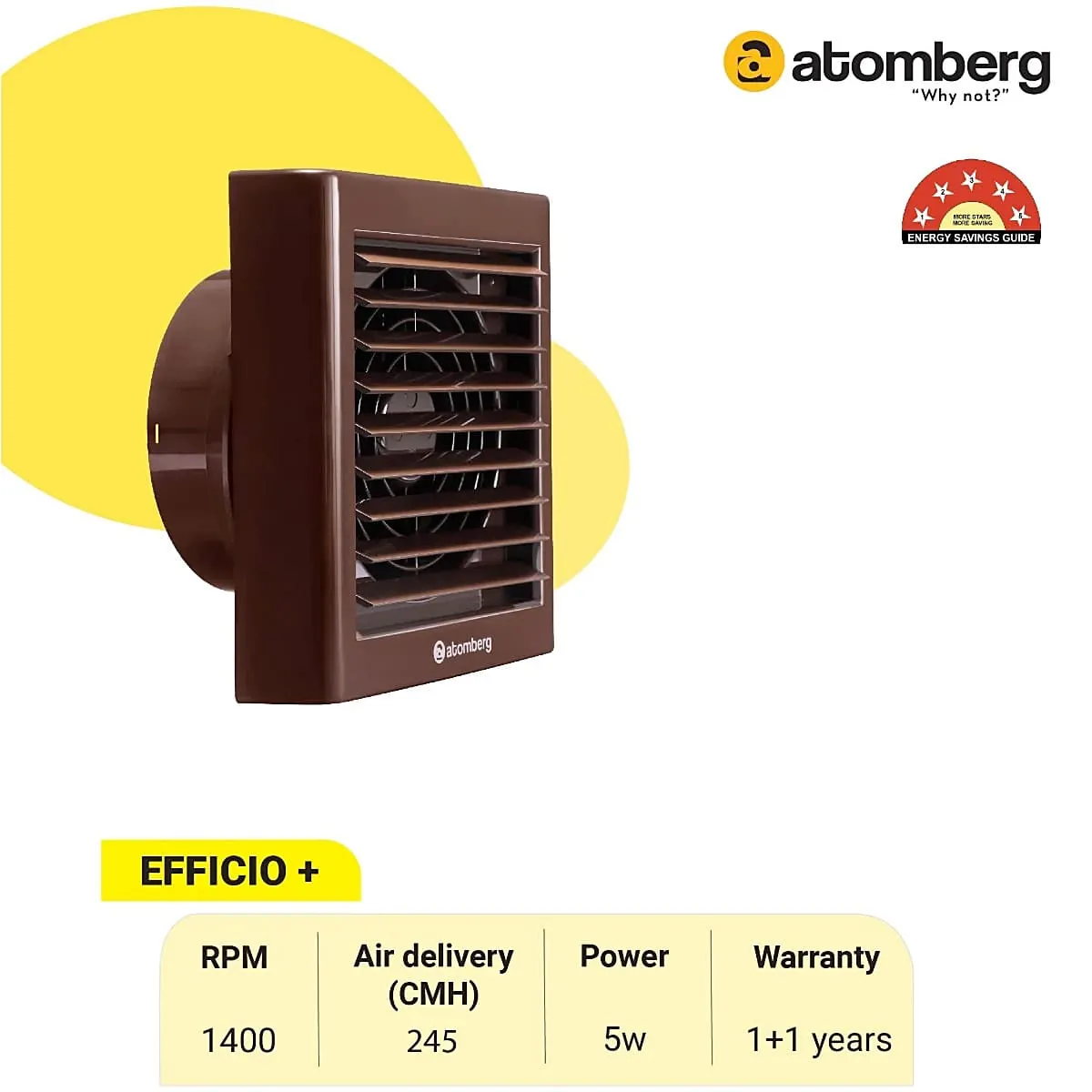 Atomberg Efficio+ 150 mm Energy Saving Exhaust Fan With BLDC Motor (Brown)