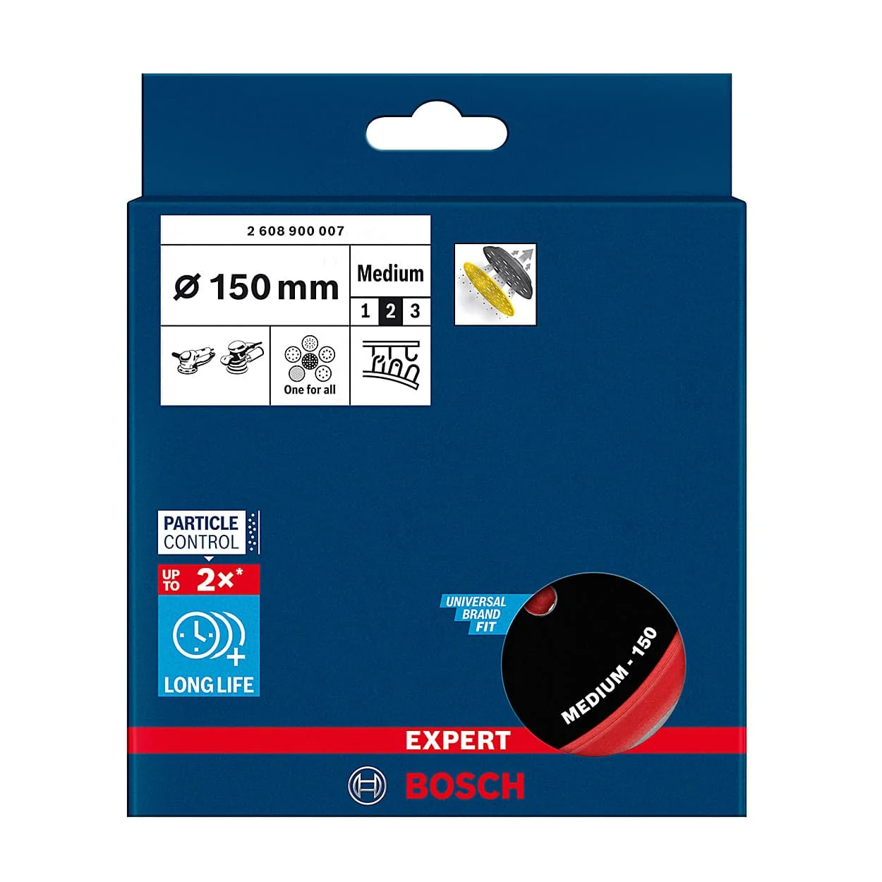Bosch 150 mm Expert Multihole Universal Backing Pad Medium, 2 608 900 007