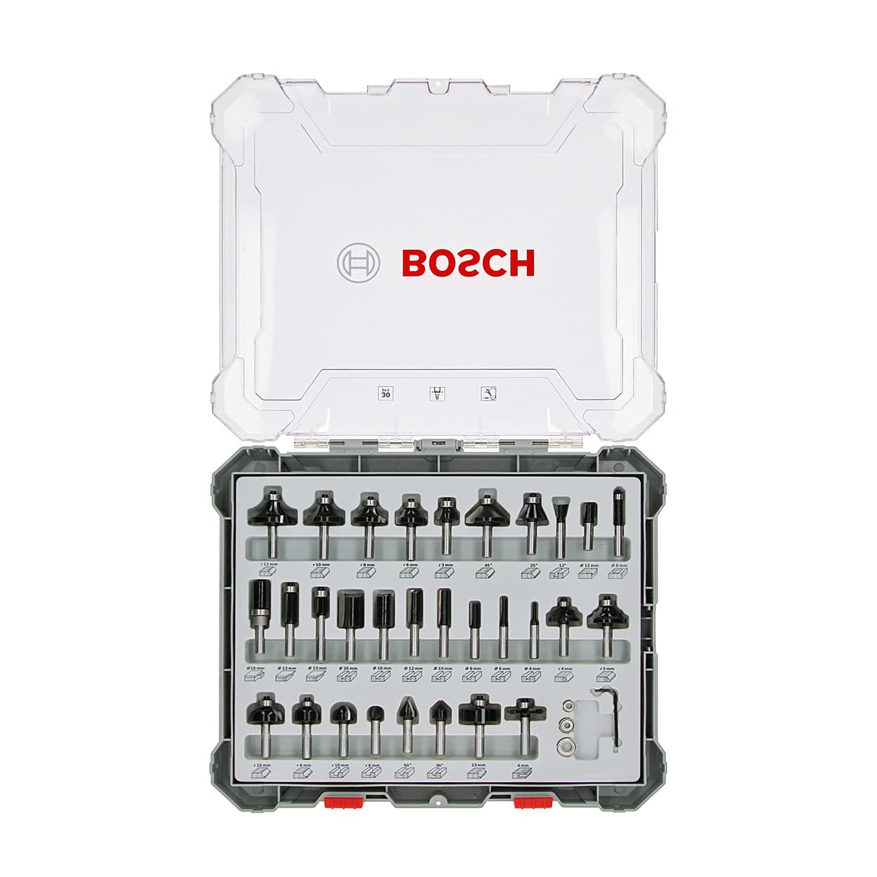 Bosch 1/4 Inch Shank Trimming & Edging Router Bits Set (Pack Of 30 Pcs), 2 607 017 476