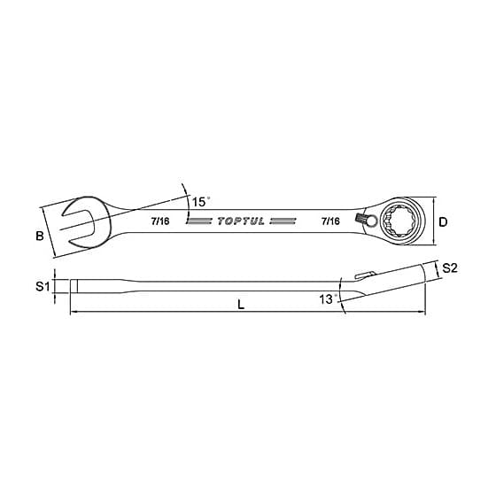 Toptul 5/16 Inch Pro Series Reversible Ratchet Combination Wrench, ADAF1010