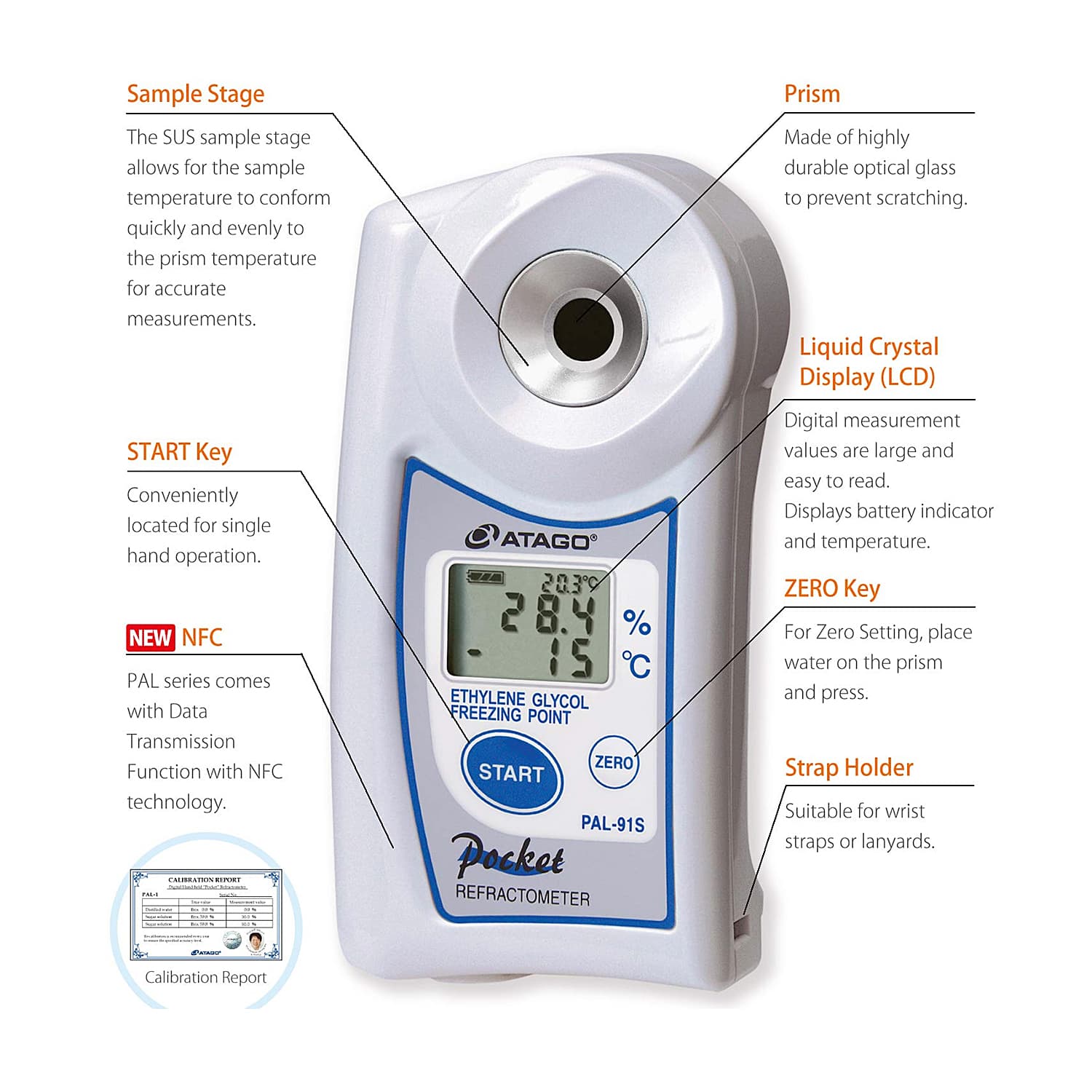 Atago 0.0 - 90.0% Ethylene Glycol Digital Handheld Pocket Refractometer, PAL-91S