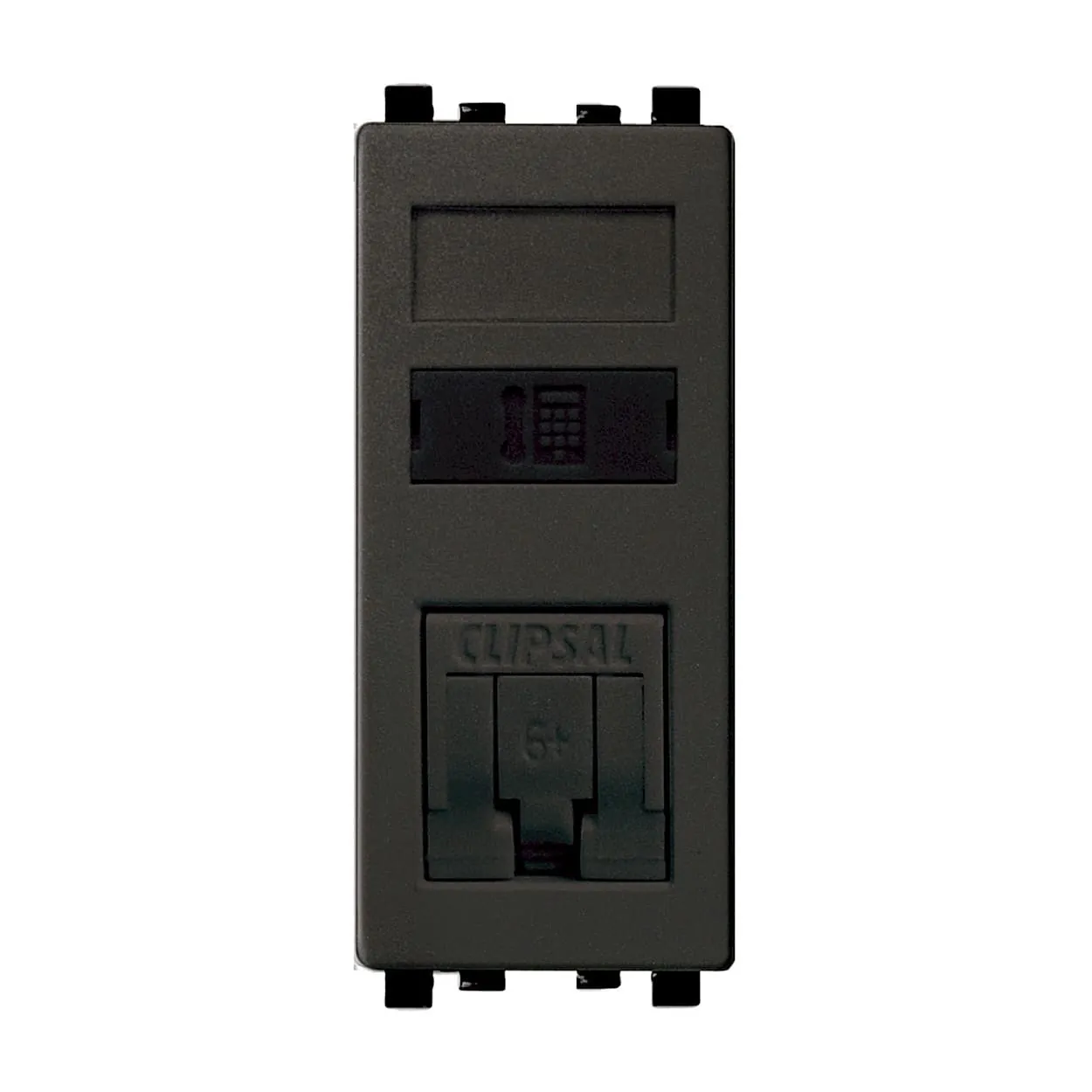 Schneider Electric Zencelo RJ 45 Cat 6 Data Outlet With Shutter - Dark Grey (Pack of 10 Pcs), IN8431RJ6(BZ)